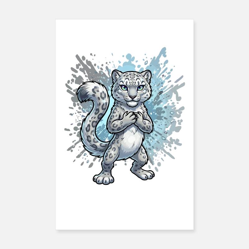 Schneeleopard Jungtier Splash Poster 20x30 cm