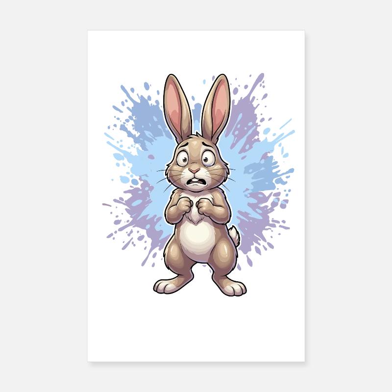 Lapin bouleversé avec éclaboussures de peinture Poster 20 x 30 cm