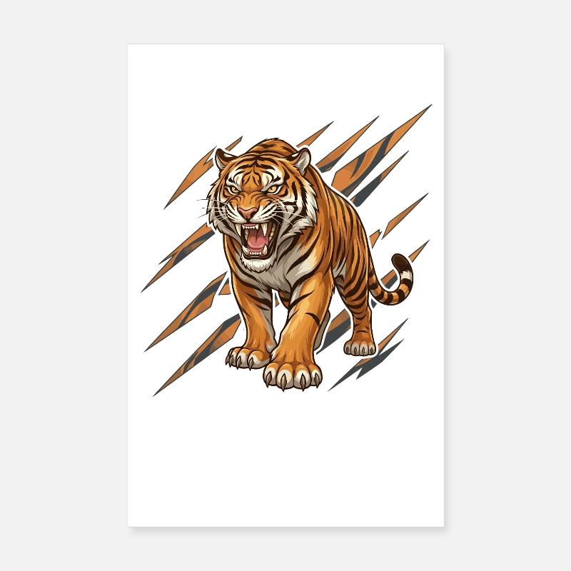 Wild tiger in scratch pattern Poster 8" x 12" (20x30 cm)