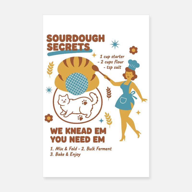 Sourdough Secrets Bread Baking Baker Sourdough Poster 8" x 12" (20x30 cm)