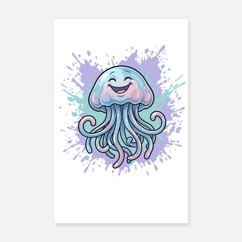 Spritzer méduse pastel Poster 20 x 30 cm