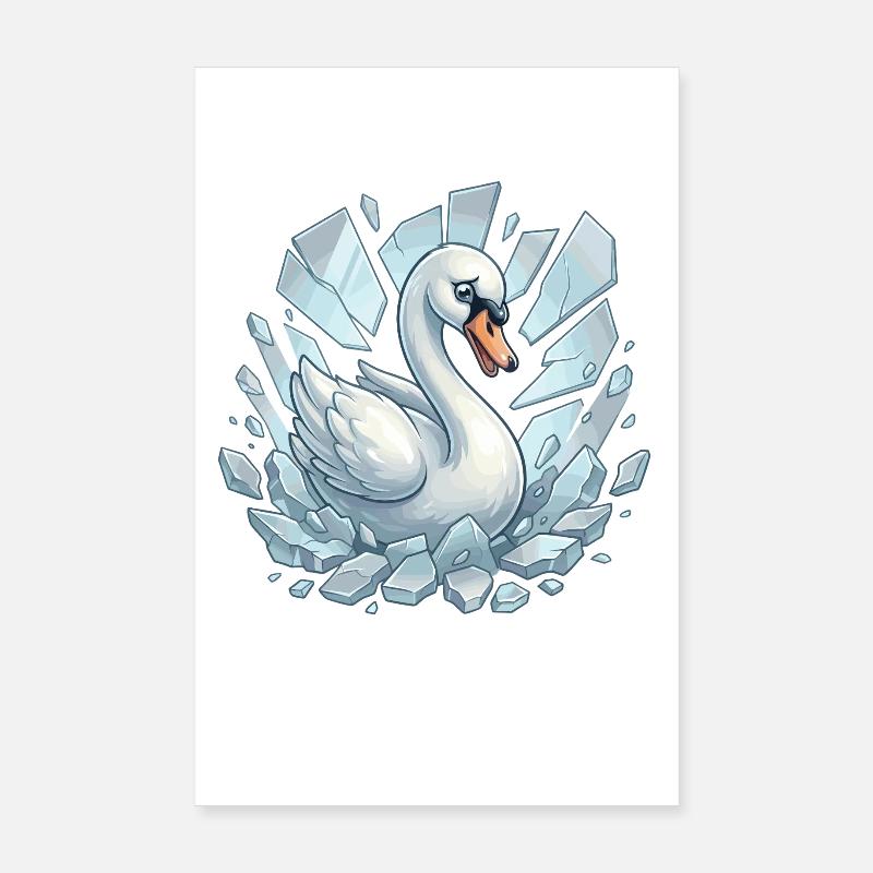 Schwan bricht durchs Eis Poster 8" x 12" (20x30 cm)