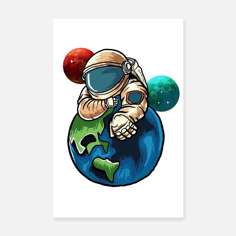 Astronaut hugging Earth Poster 8" x 12" (20x30 cm)
