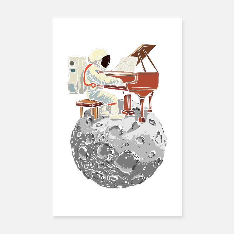 Piano lunaire avec combinaison spatiale Poster 20 x 30 cm