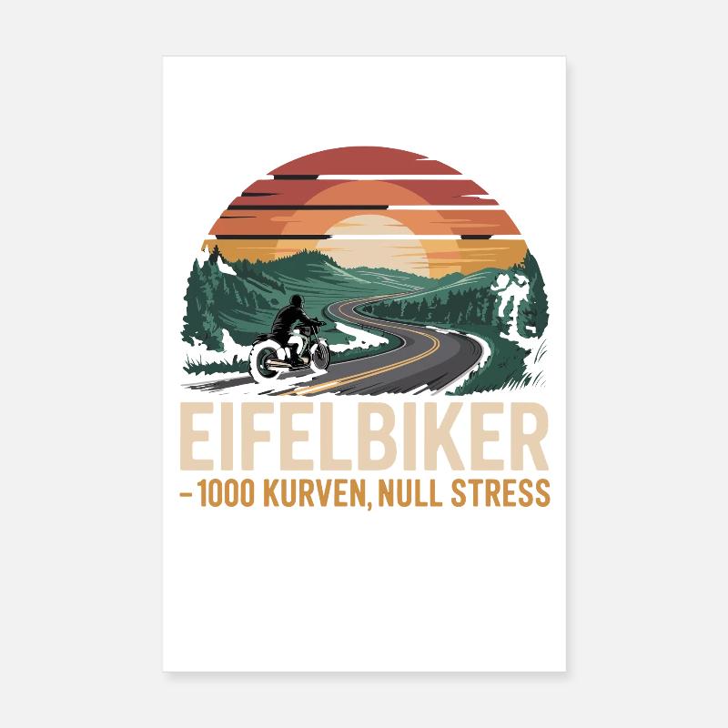  Eifelbiker 1000 Kurven Null Stress Motorrad Eifel Poster 20x30 cm