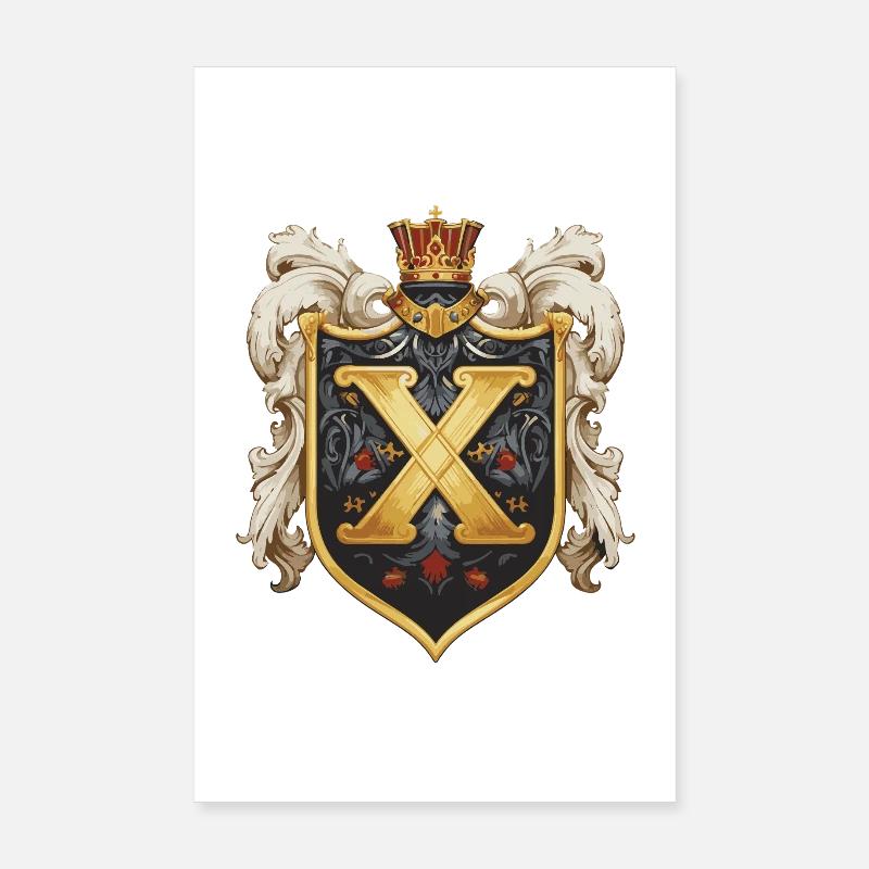 X Letter Name Crown Poster 8" x 12" (20x30 cm)