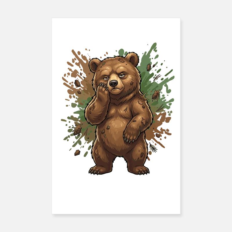 Waldbär im Schlamm Poster 20x30 cm