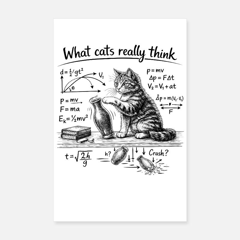 Katze, Physik, What cats really think Poster 20x30 cm