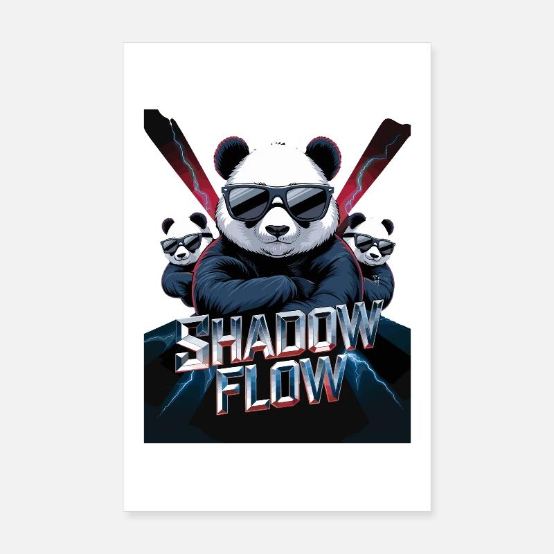 Shadow Flow Panda Crew with cool sunglasses Poster 8" x 12" (20x30 cm)