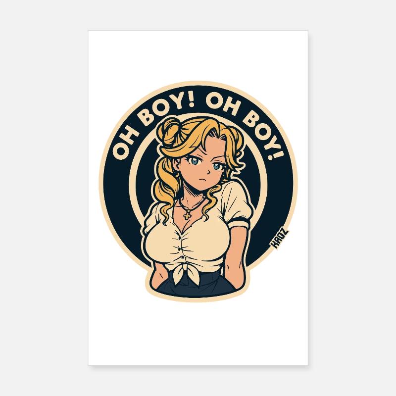 Oh Boy Circle Pin-up Poster 20x30 cm