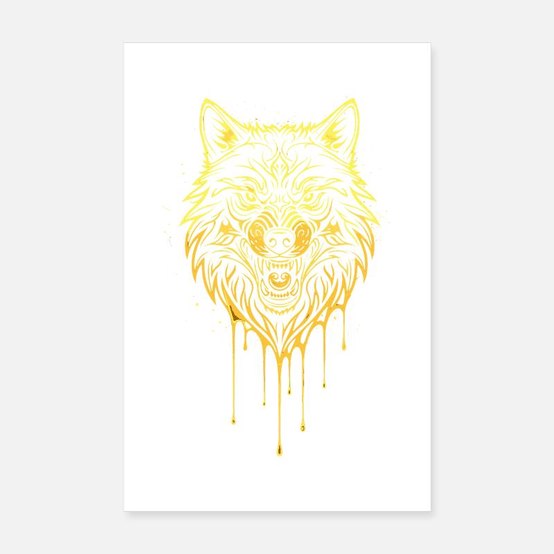 Wolf Head Gold Edition Poster 8" x 12" (20x30 cm)