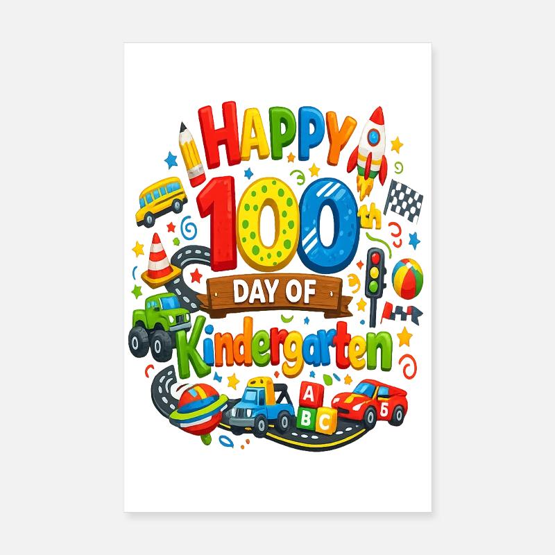 Joyeux 100e jour de maternelle – 100e maternelle Poster 20 x 30 cm
