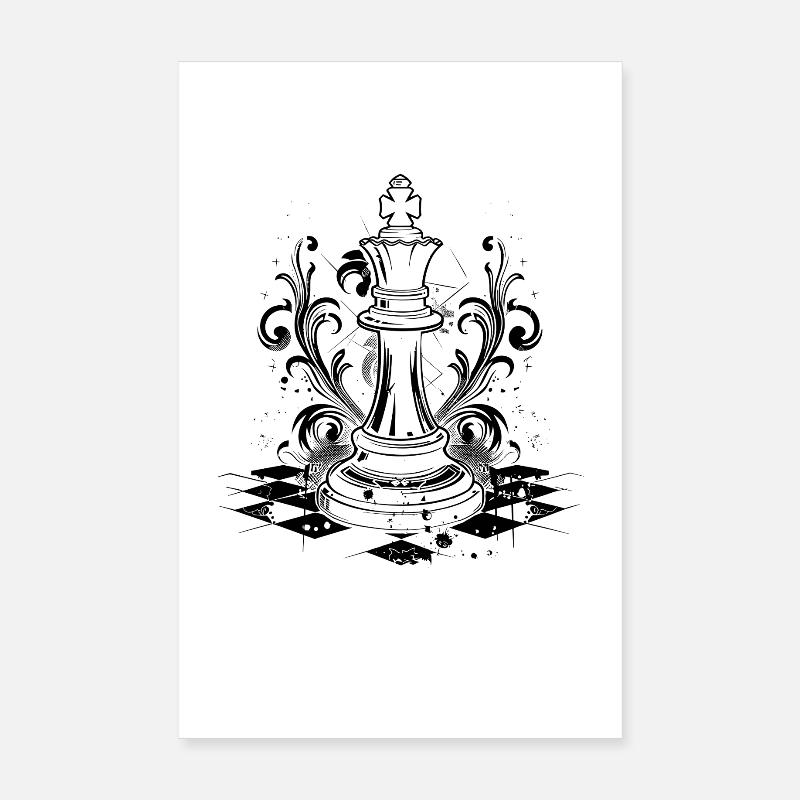Graphiques de pièces d’échecs Poster 20 x 30 cm