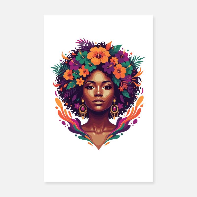 Floral Afro Queen Poster 8" x 12" (20x30 cm)