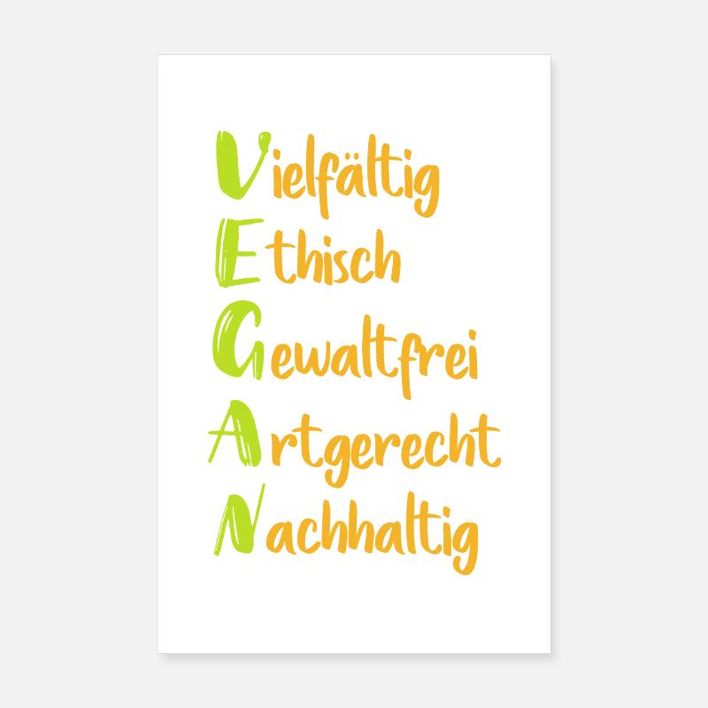 Vegane Werte: Vielfalt Ethik Nachhaltigkeit Poster 20x30 cm