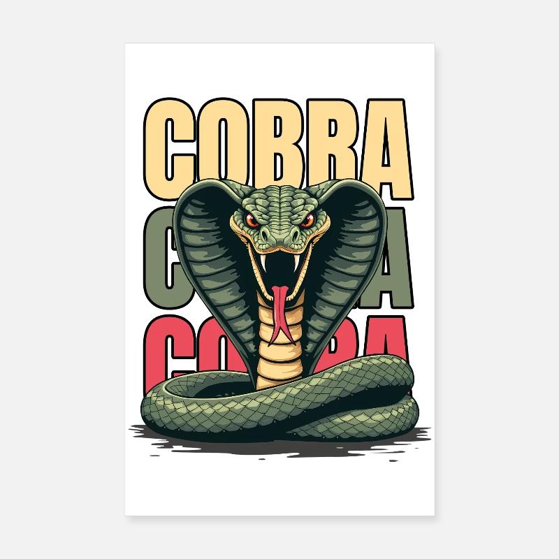 Cobra Schlange Wildtier Retro Design Poster 20x30 cm