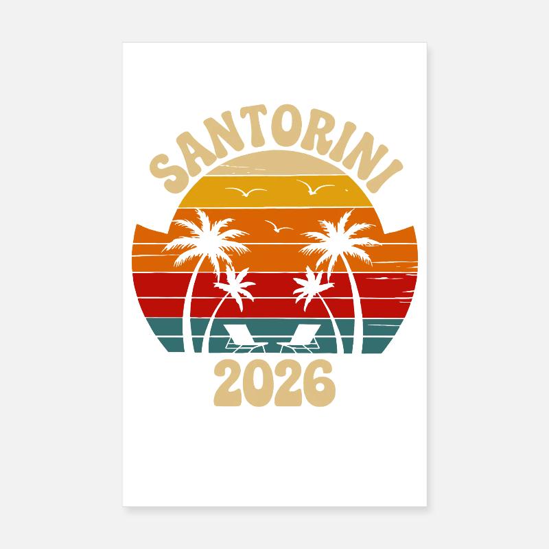 Santorin Sunset 2026 Rétro Poster 20 x 30 cm