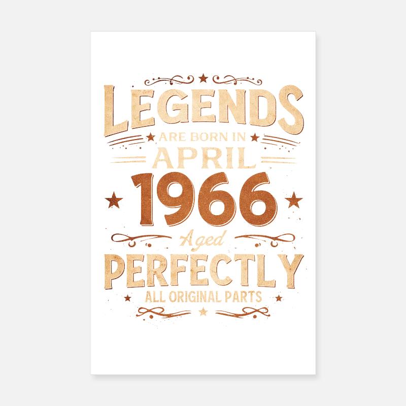 60. Geburtstag Geschenk Mann April 1966 Legendär - Poster 20x30 cm - Weiß
