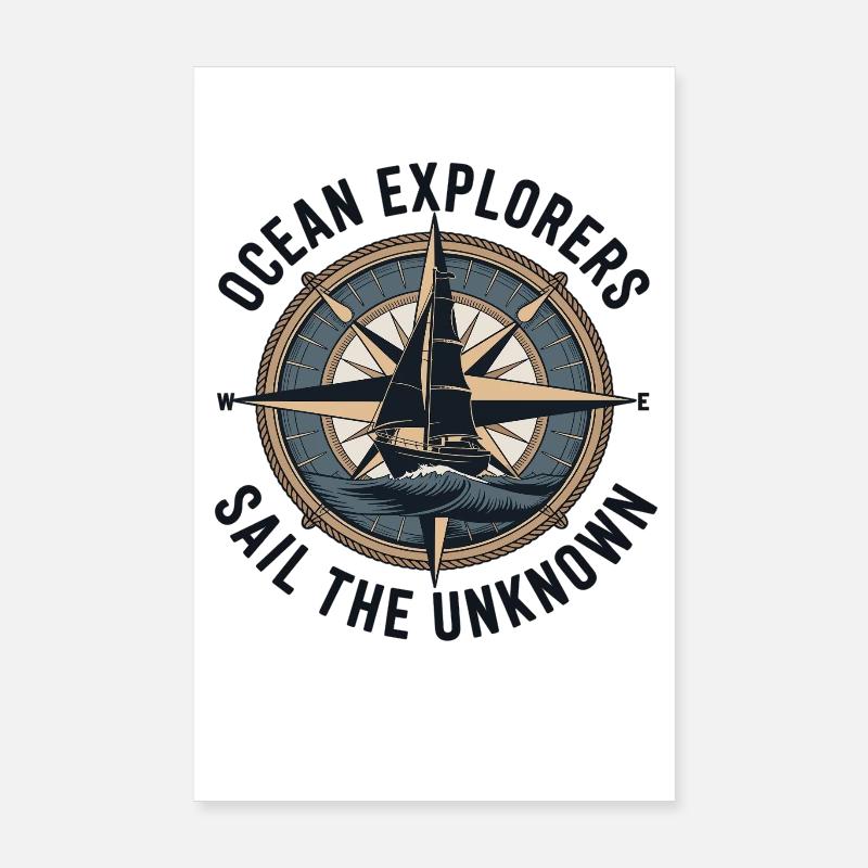 Ocean Explorers – Sailing Adventure Compass Poster 8" x 12" (20x30 cm)