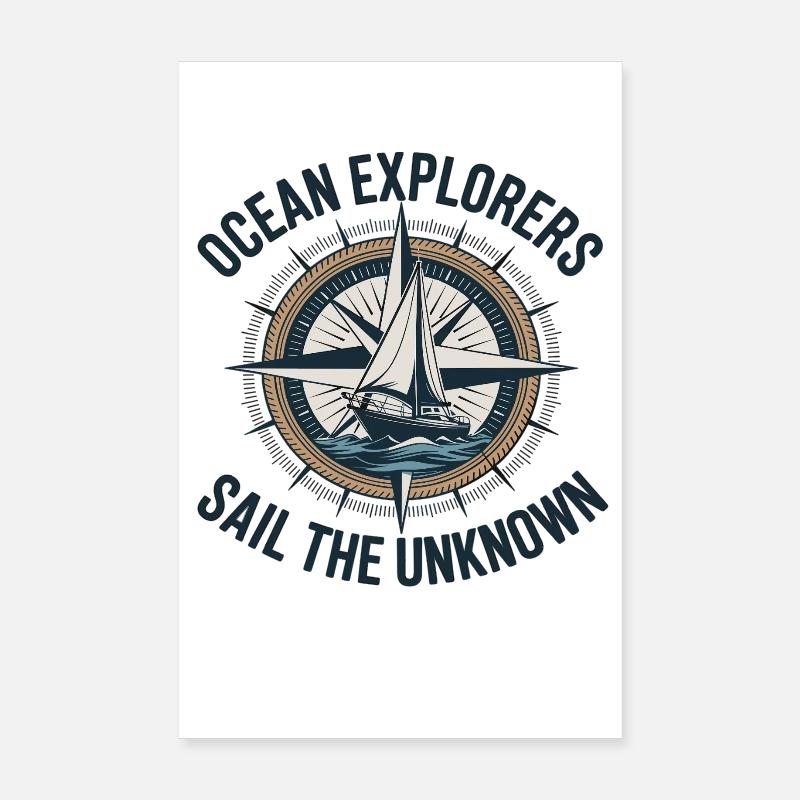 Ocean Explorers – Sailing Adventure Compass Poster 8" x 12" (20x30 cm)