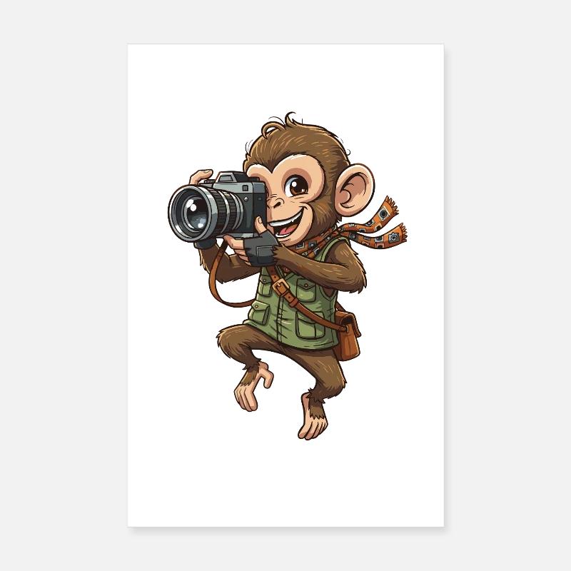 Adventurous Photo Monkey Poster 8" x 12" (20x30 cm)