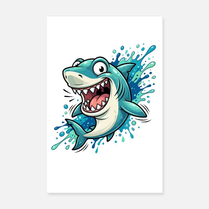 Squirting cartoon shark Poster 8" x 12" (20x30 cm)