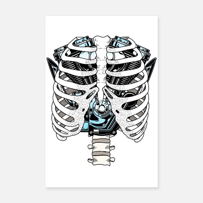 Ribcage Circuit Engine Motorcycle Mechanic Poster 8" x 12" (20x30 cm)