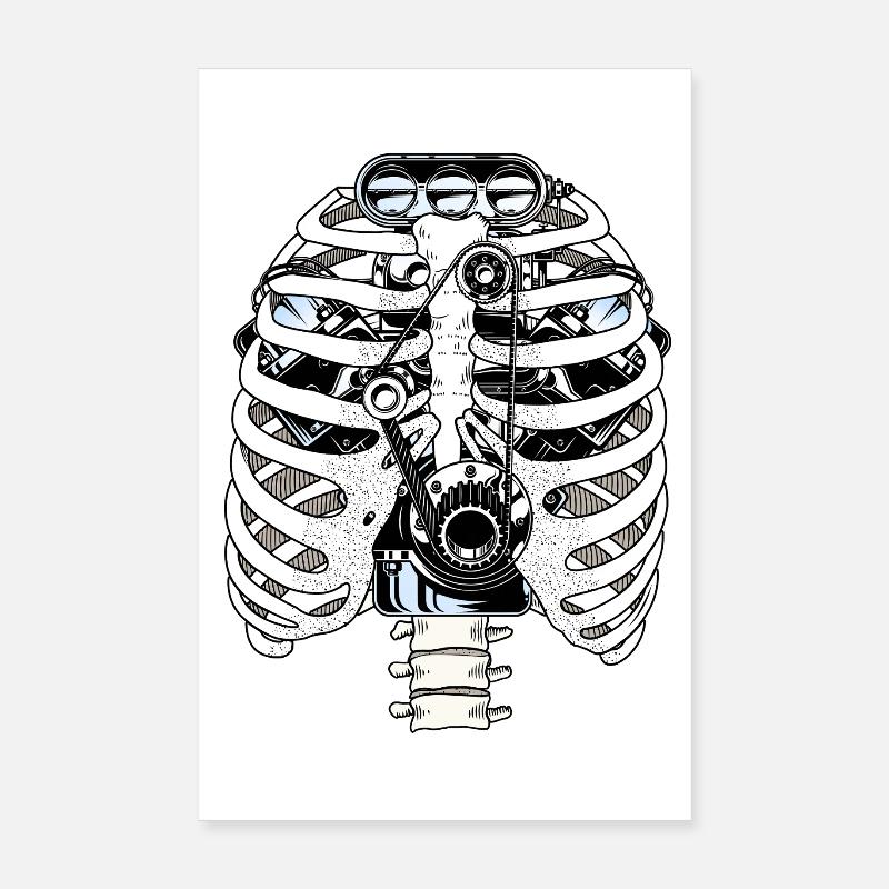 Biomech Ribcage Engine Car Mechanic Poster 8" x 12" (20x30 cm)