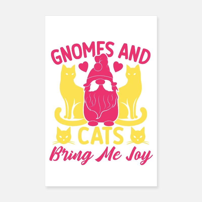 Costume de gnome de jardin Les nains & chats me rendent joyeux Poster 20 x 30 cm