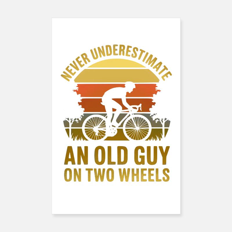Cycliste Rétro du Coucher de Soleil Poster 20 x 30 cm