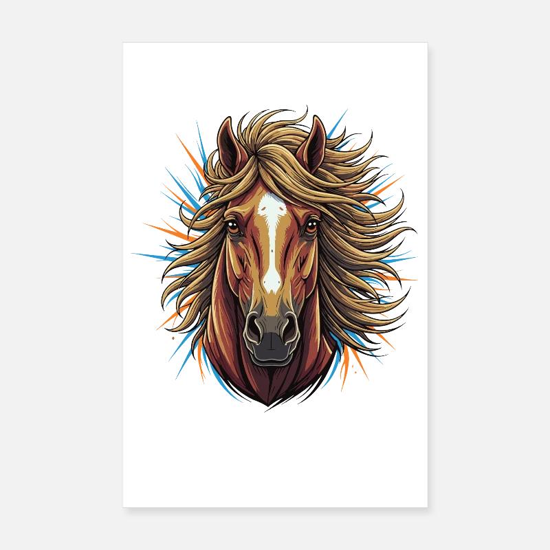 Pferdekopf Neon-Explosion Poster 20x30 cm