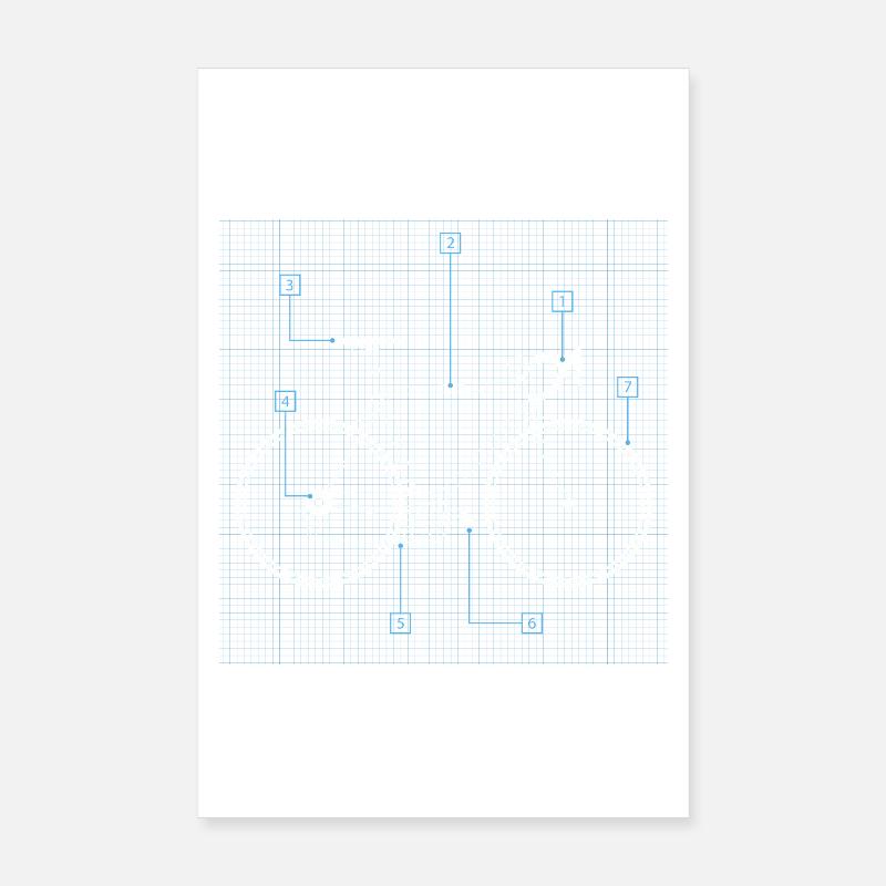 Conception vintage de cyclistes de Bicycle Blueprint Poster 20 x 30 cm