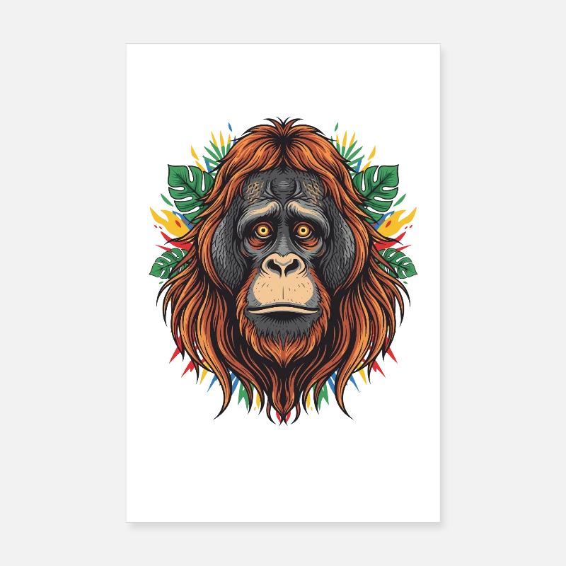 Tropical Orangutan Head Poster 8" x 12" (20x30 cm)