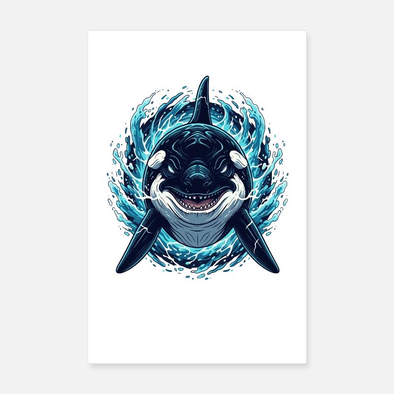 Orca im Blitz – Ocean Orca Illustration Poster 20x30 cm