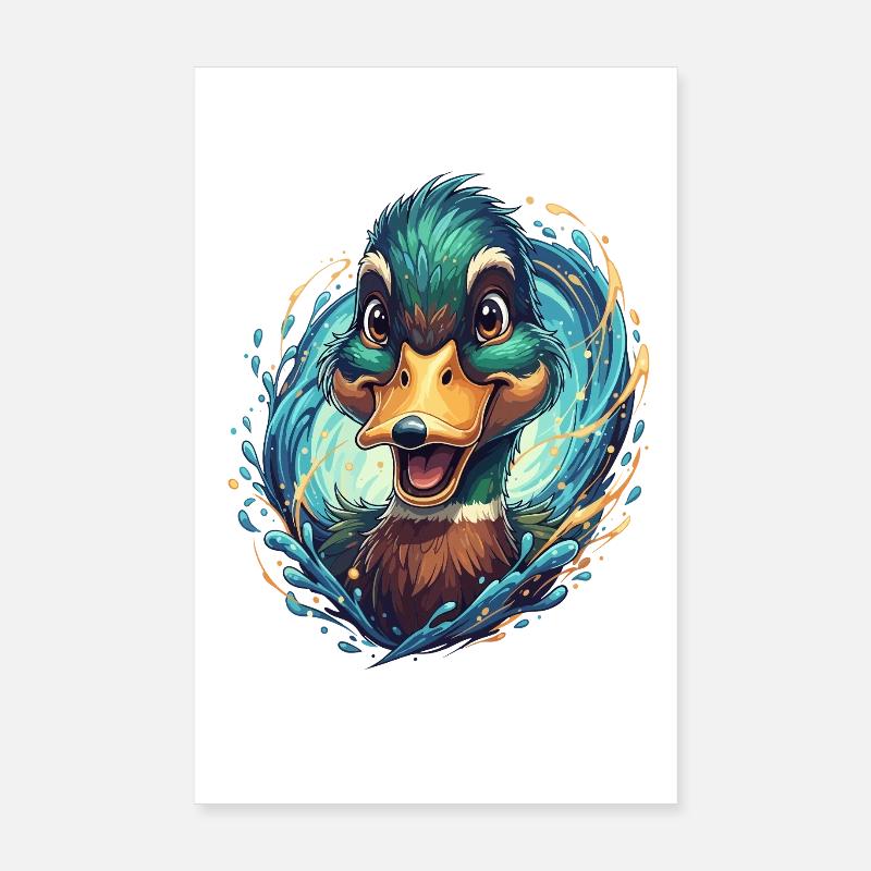 Fröhlicher Wasservogel Splash Poster 20x30 cm