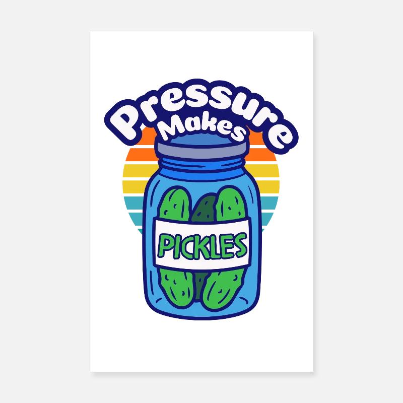 Des concombres verts dans un bocal à la pression créent des concombres Poster 20 x 30 cm
