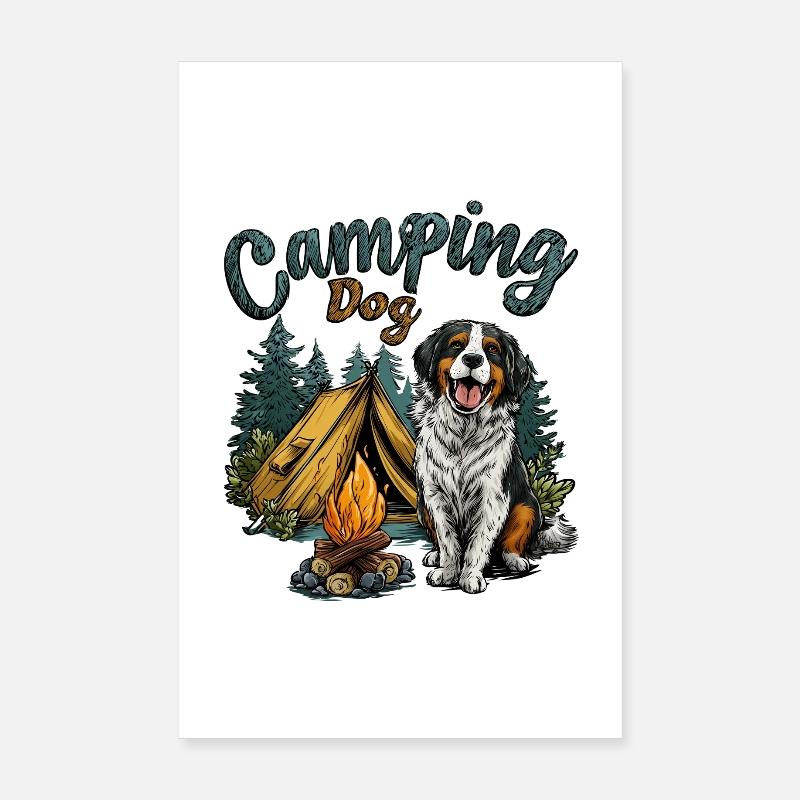 Camping Hund Spruch Camping Dog Camper Geschenk Poster 20x30 cm