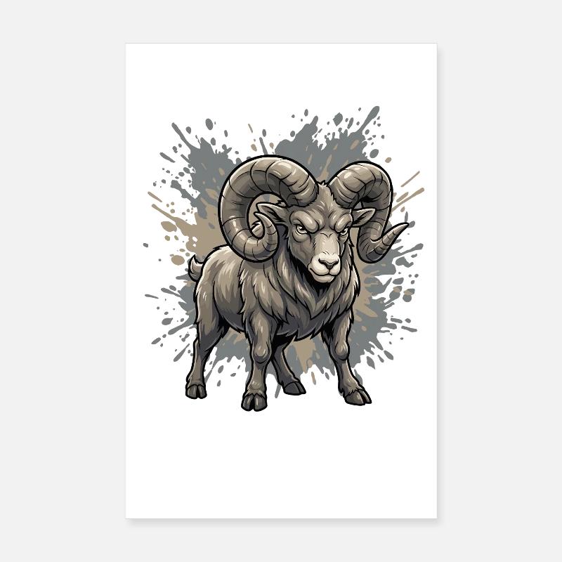 Puissance du Bélier en niveaux de gris Poster 20 x 30 cm