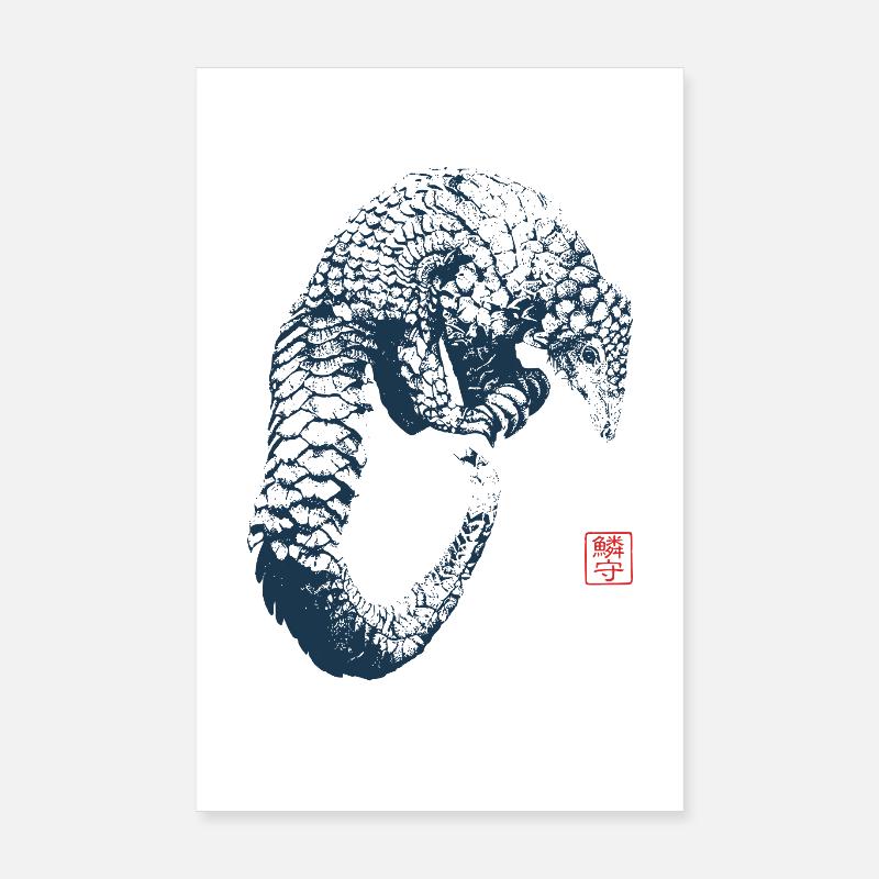Pangolin avec le tampon de kanji Poster 20 x 30 cm