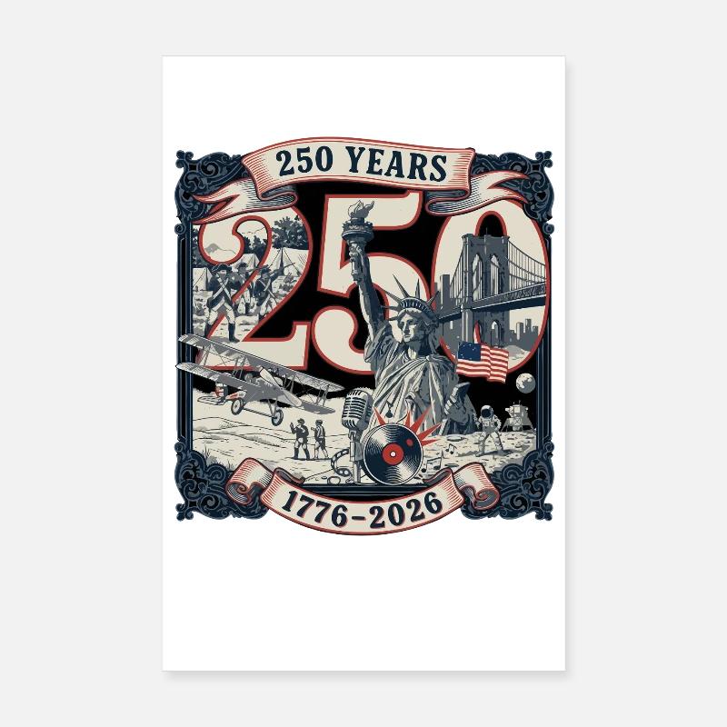 250 ans d’Amérique 1776-2026 Poster 20 x 30 cm
