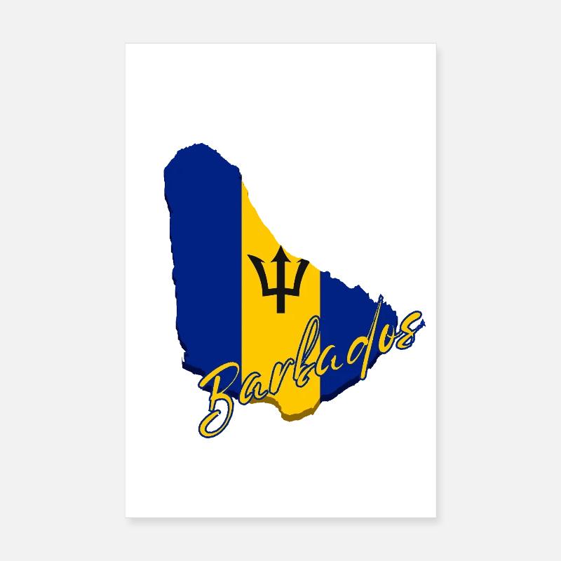 Carte du drapeau de la Barbade, j’adore la Barbade Poster 20 x 30 cm