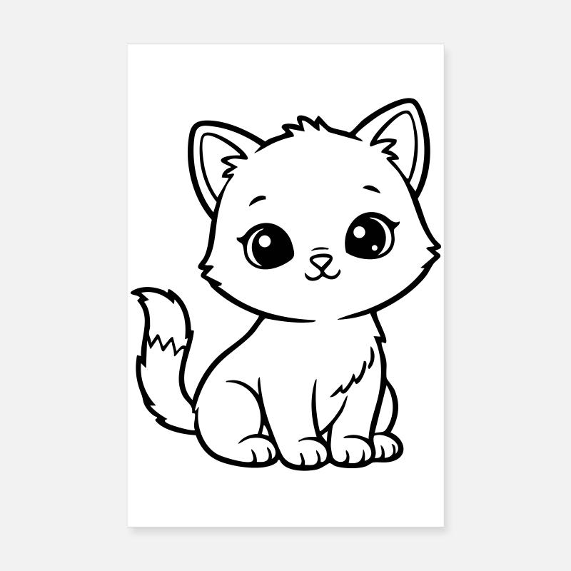 Chat Bébé Mignon – Chaton Noir & Blanc Poster 20 x 30 cm