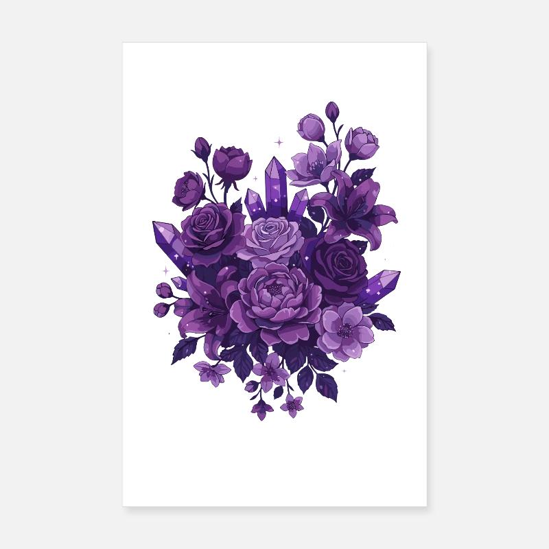 Bouquet de cristaux violets Poster 20 x 30 cm