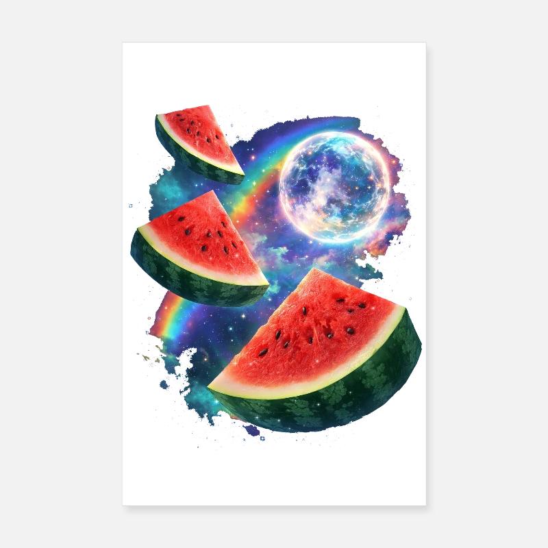 Space Melon Neon Cosmos Poster 20 x 30 cm