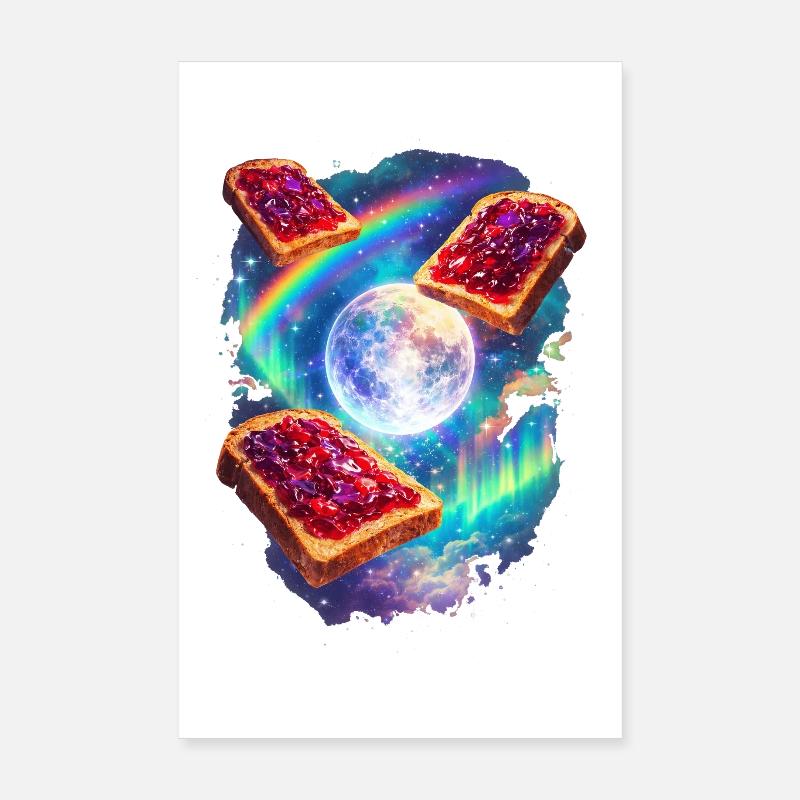 Toast spatial avec arc-en-ciel Poster 20 x 30 cm