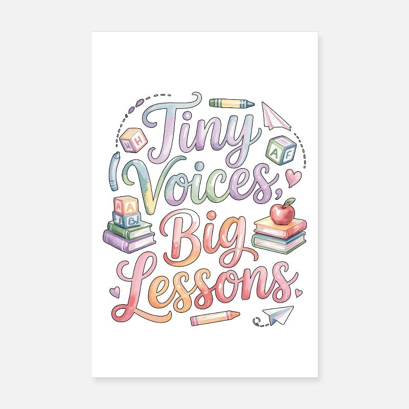 Elementary Teacher Tiny Voices Big Teaching Career Poster 8" x 12" (20x30 cm)
