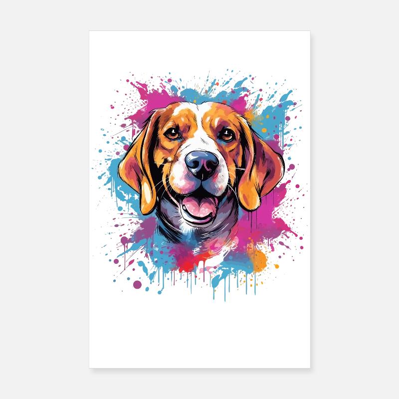 Chien coloré Beagle Splash Art Poster 20 x 30 cm