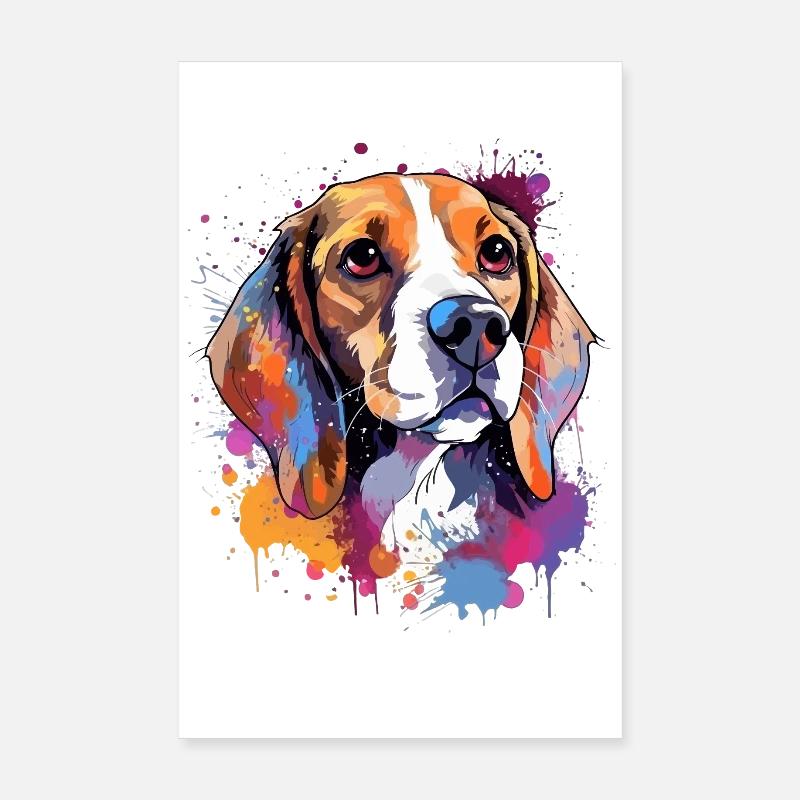 Portrait éclaboussant de Beagle Poster 20 x 30 cm