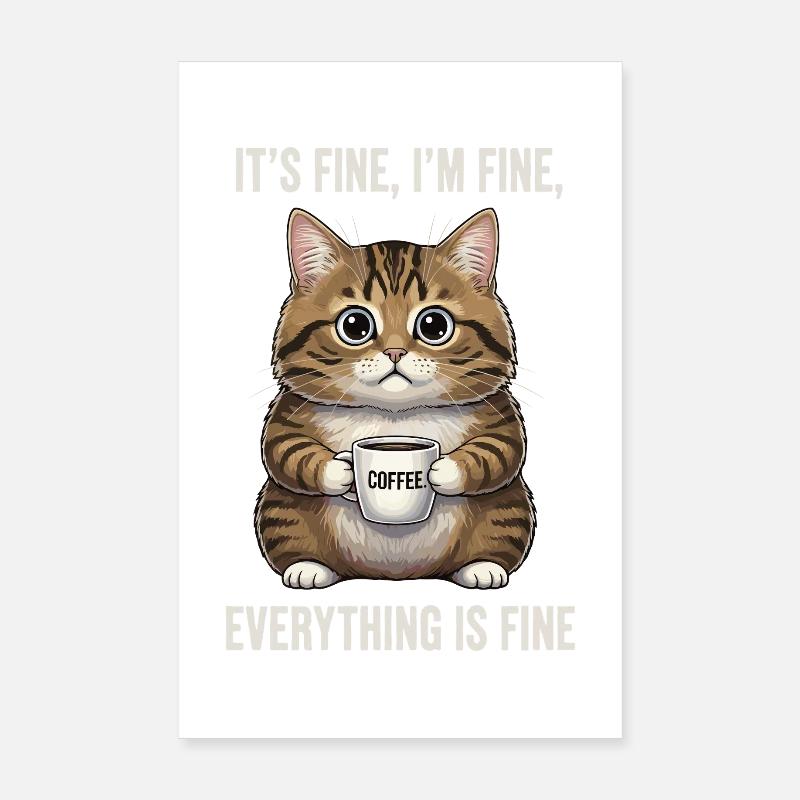 Ça va, je vais bien de l’humour de chat au café Poster 20 x 30 cm