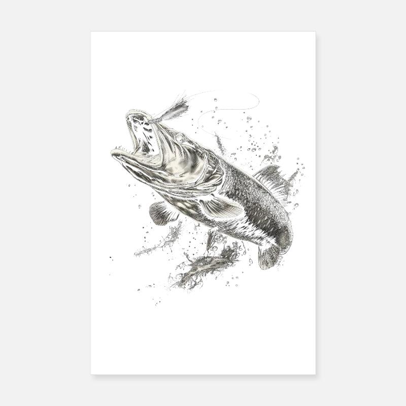 Brochet pêcheur Poster 20 x 30 cm